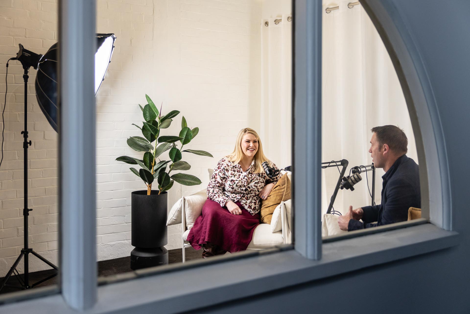 Camille Hughes in conversation with an interviewer